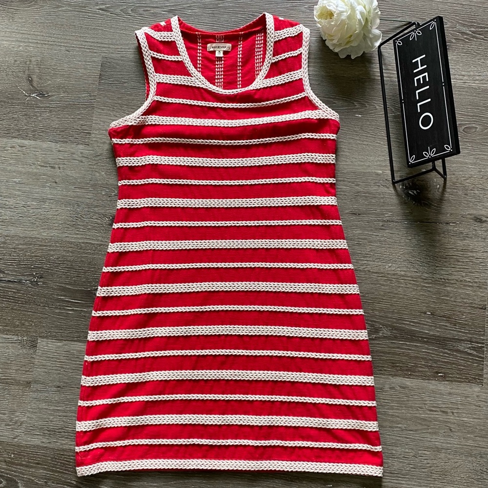Red White Striped Dress Medium